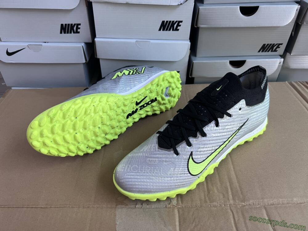 Nike Air Zoom Mercurial Vapor 15 Elite TF Low-Tops Football Shoes - Silver/Green/Black