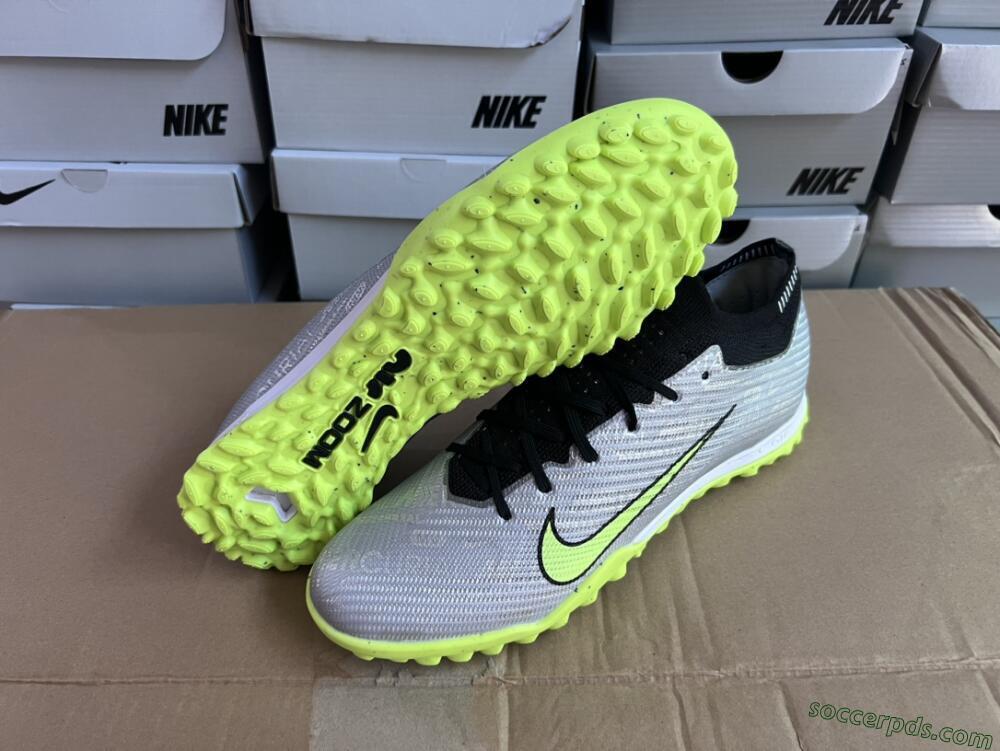 Nike Air Zoom Mercurial Vapor 15 Elite TF Low-Tops Football Shoes - Silver/Green/Black