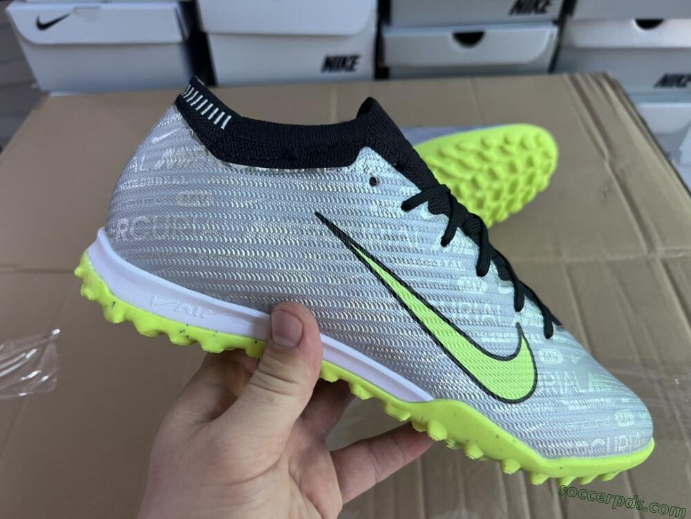 Nike Air Zoom Mercurial Vapor 15 Elite TF Low-Tops Football Shoes - Silver/Green/Black