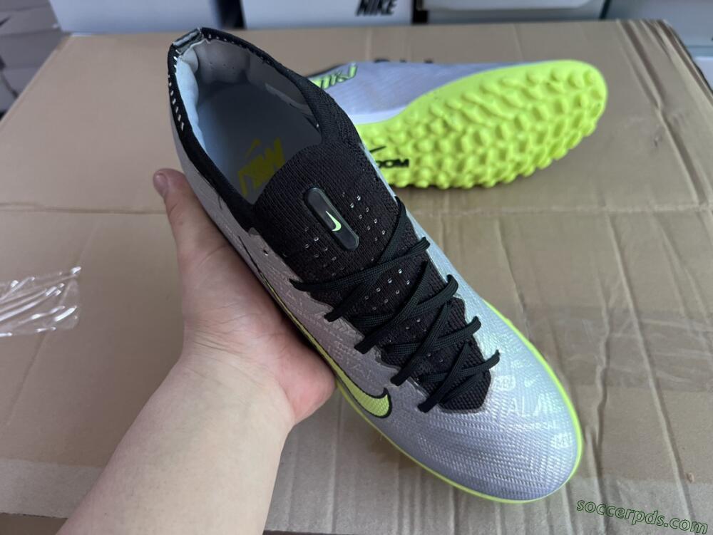 Nike Air Zoom Mercurial Vapor 15 Elite TF Low-Tops Football Shoes - Silver/Green/Black