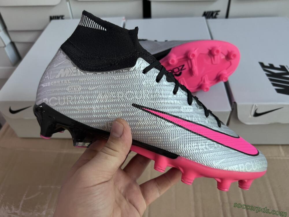 Nike Air Zoom Mercurial Superfly 9 Elite AG High-Tops Football Boots - Sliver/Pink/Black