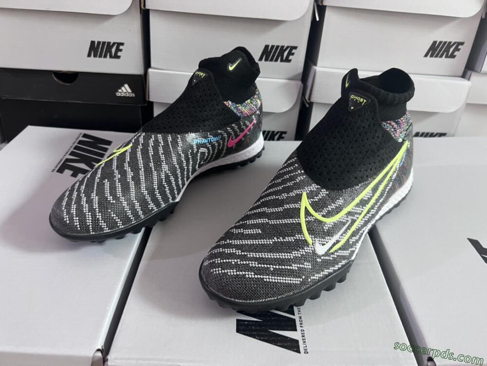 Nike Phantom GX Elite TF High-Tops Football Shoes - Grey/Green/Black/Rainbow
