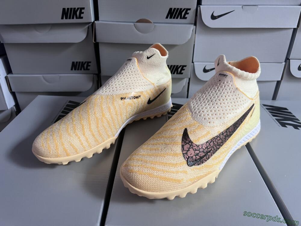 Nike Phantom GX Elite DF Link TF High-Tops Football Shoes - Yellow/Black/Brown