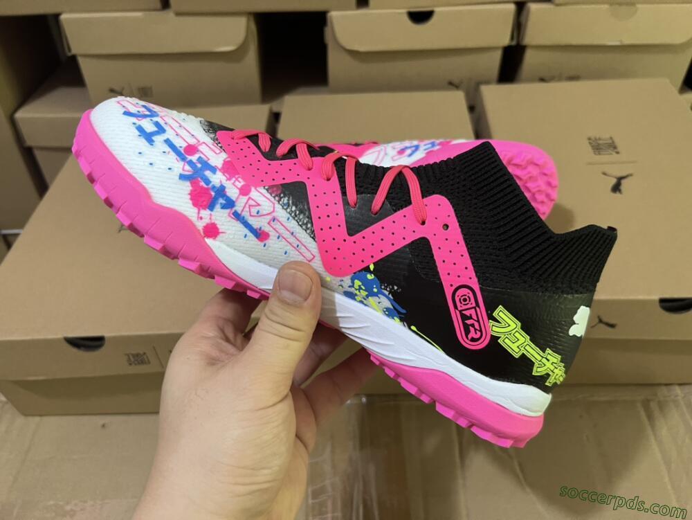 Puma Future X Powercat Tokyo Match TF Low-Tops Football Shoes - White/Black/Pink/Yellow