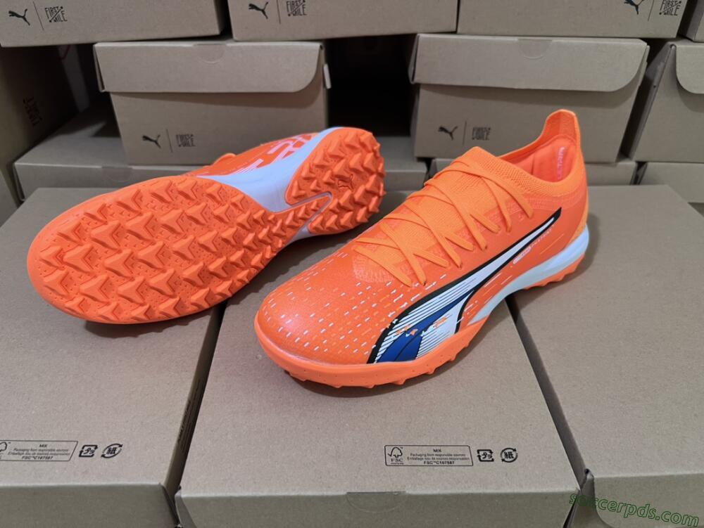 Puma Ultra Ultimate TF Low-Tops Football Shoes - Orange/White/Blue