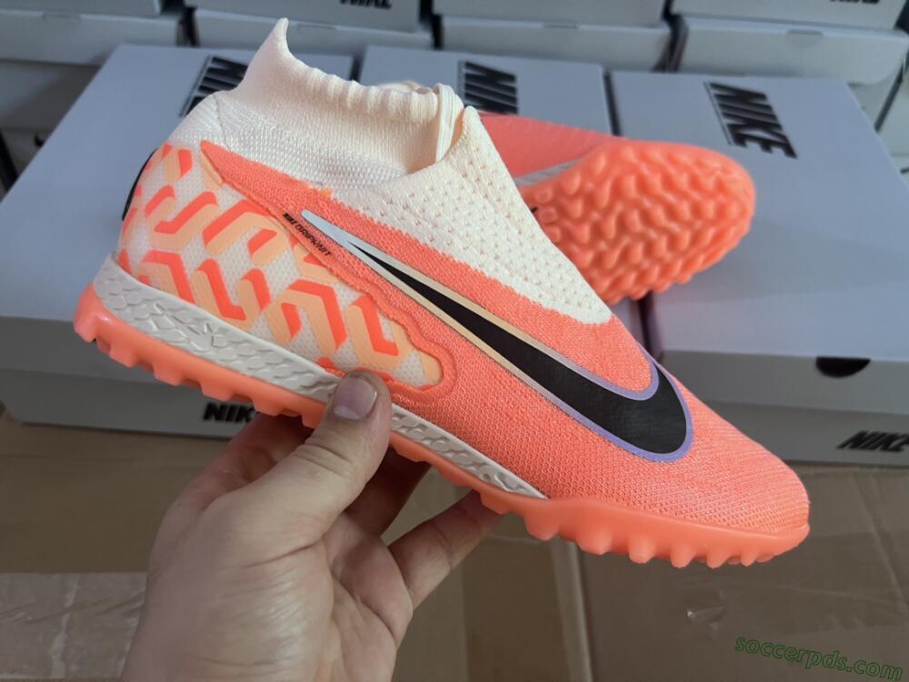 Nike Phantom GX Elite DF Link TF High-Tops Football Shoes - Orange/Black/Pink