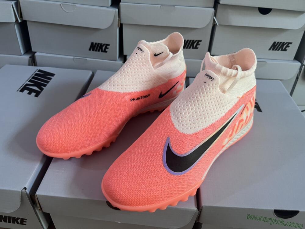 Nike Phantom GX Elite DF Link TF High-Tops Football Shoes - Orange/Black/Pink