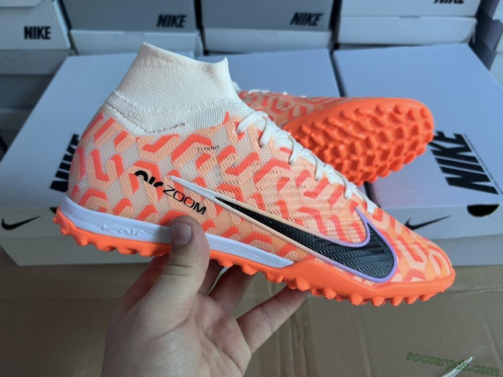 Nike Air Zoom Mercurial Superfly 9 Elite TF High-Tops Football Shoes - Orange/White/Black