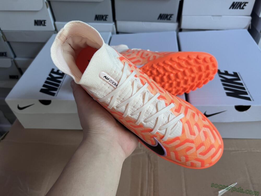 Nike Air Zoom Mercurial Superfly 9 Elite TF High-Tops Football Shoes - Orange/White/Black