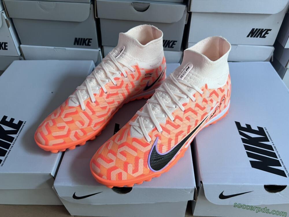 Nike Air Zoom Mercurial Superfly 9 Elite TF High-Tops Football Shoes - Orange/White/Black