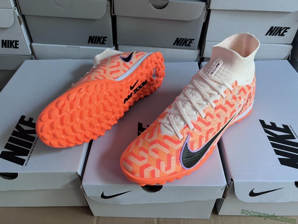 Nike Air Zoom Mercurial Superfly 9 Elite TF High-Tops Football Shoes - Orange/White/Black