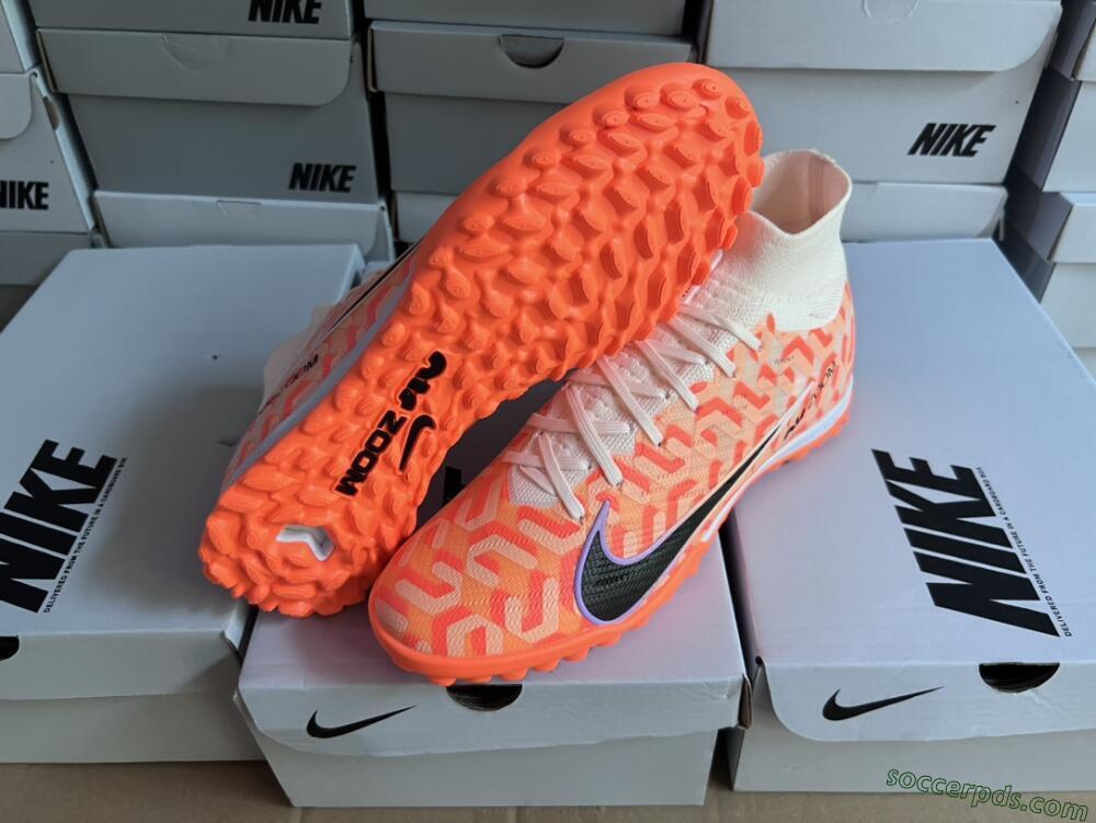 Nike Air Zoom Mercurial Superfly 9 Elite TF High-Tops Football Shoes - Orange/White/Black