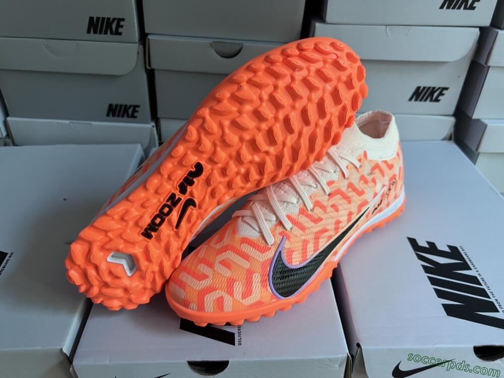 Nike Air Zoom Mercurial Vapor 15 Elite TF Low-Tops Football Shoes - Orange/White/Black