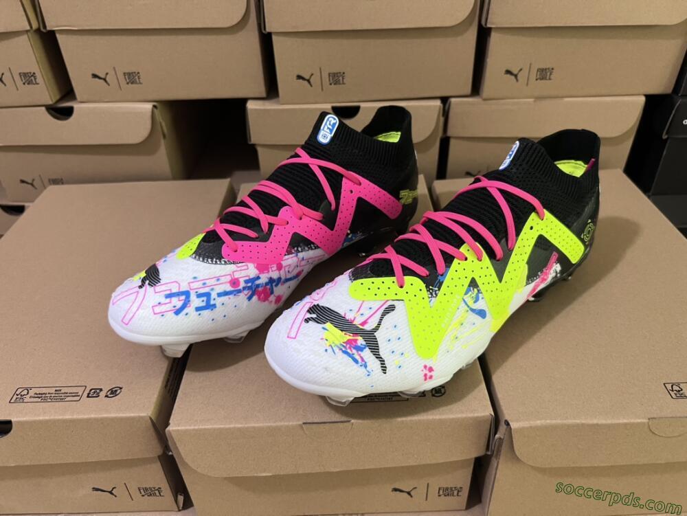 Puma Future X Powercat Tokyo Match FG Low-Tops Football Boots - White/Black/Green/Pink