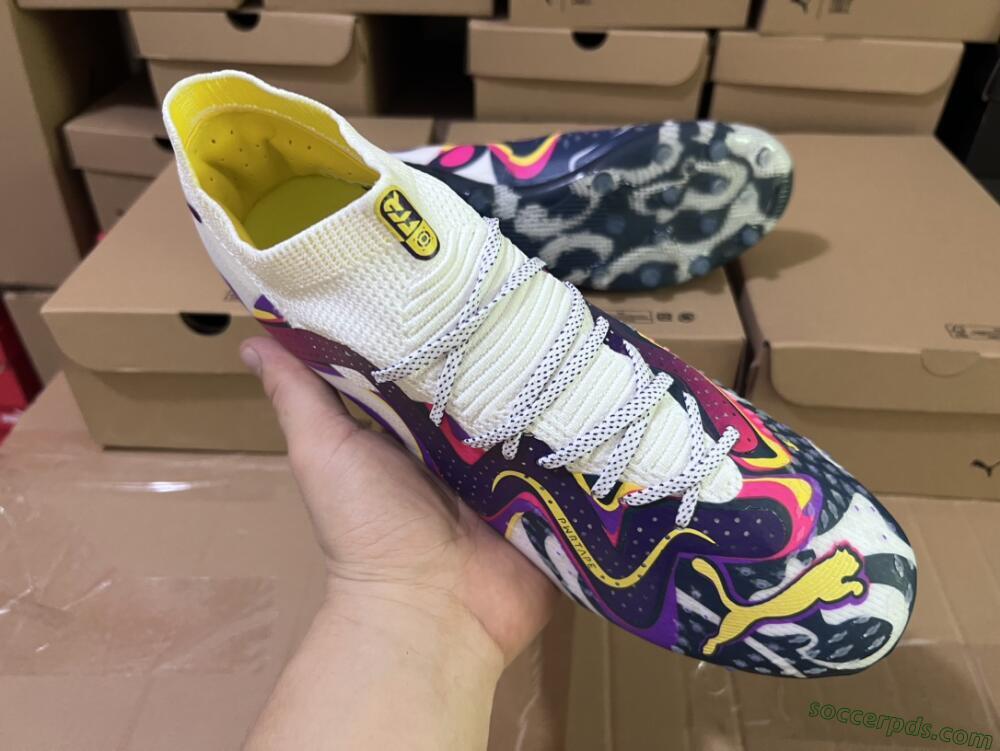 Puma Future Ultimate NJR MG Low-Tops Football Boots - White/Purple/Yellow