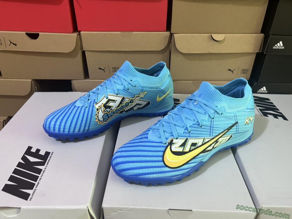 Kylian Mbappe x Nike Air Zoom Mercurial Vapor 15 Elite TF Low-Tops Football Shoes - Blue/Yellow/Black