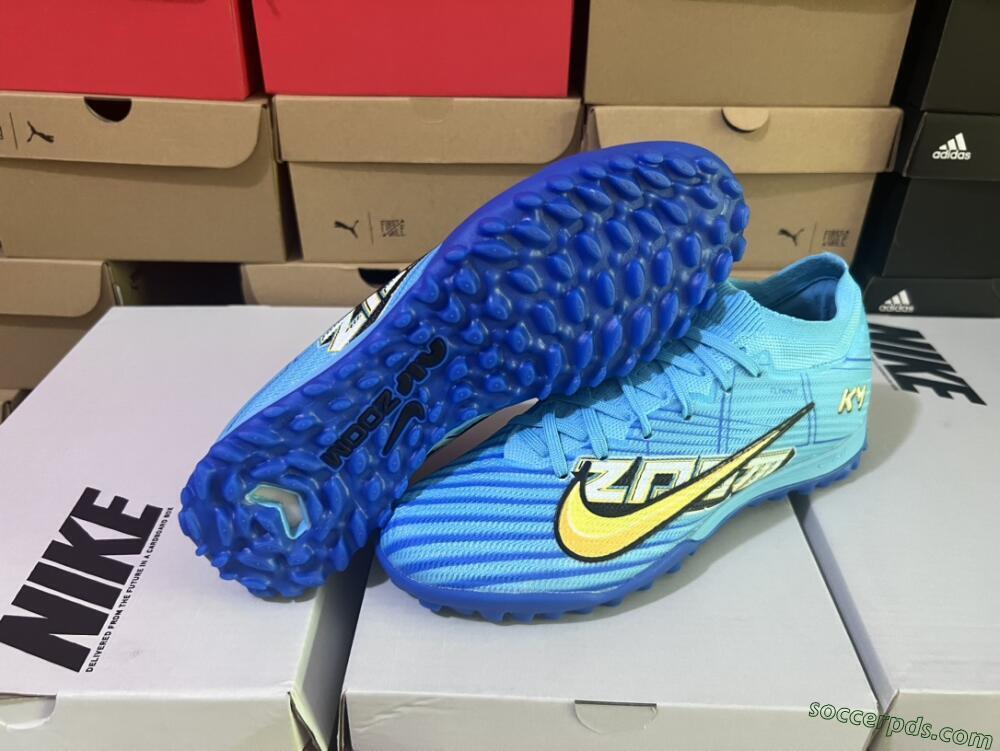 Kylian Mbappe x Nike Air Zoom Mercurial Vapor 15 Elite TF Low-Tops Football Shoes - Blue/Yellow/Black