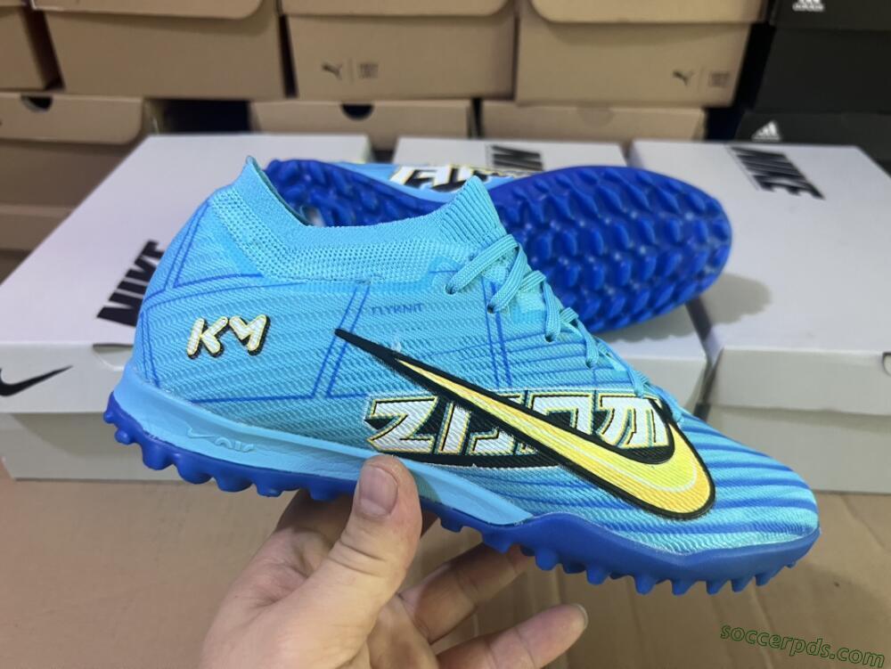 Kylian Mbappe x Nike Air Zoom Mercurial Vapor 15 Elite TF Low-Tops Football Shoes - Blue/Yellow/Black