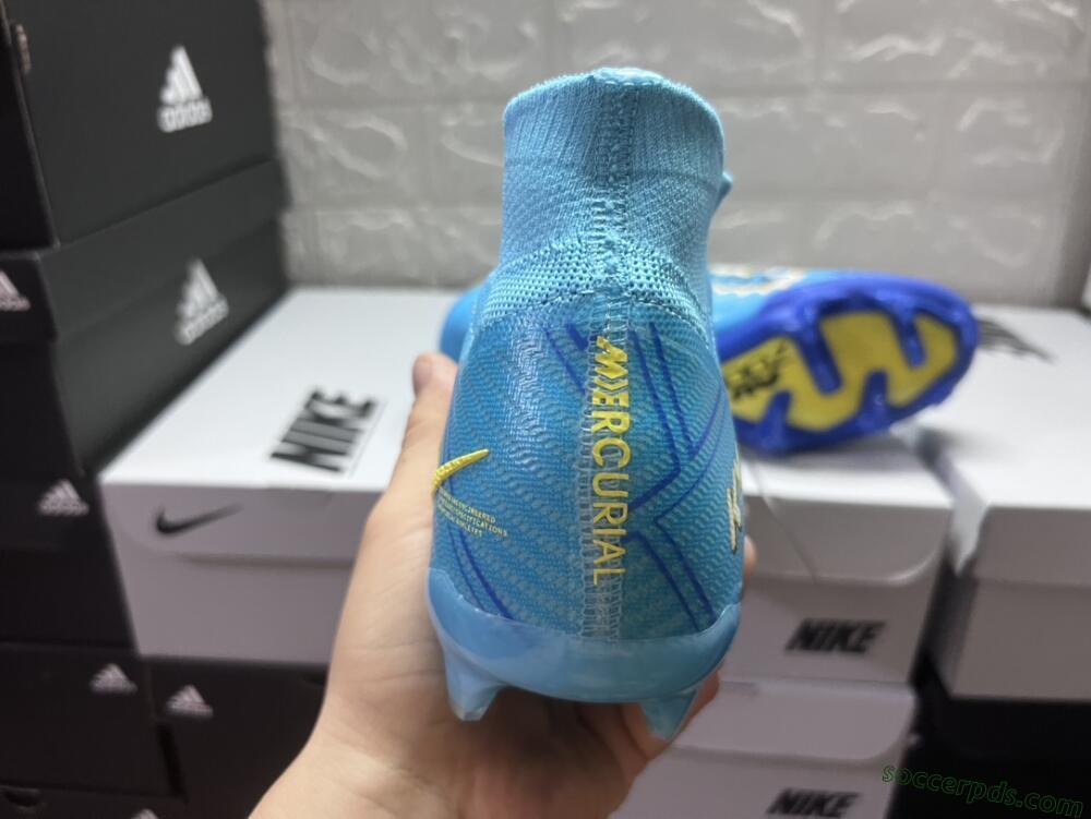 Kylian Mbappe x Nike Air Zoom Mercurial Superfly 9 Elite FG High-Tops Football Boots - Blue/Yellow/Black