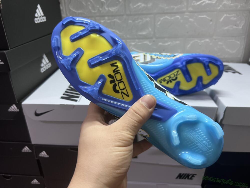 Kylian Mbappe x Nike Air Zoom Mercurial Superfly 9 Elite FG High-Tops Football Boots - Blue/Yellow/Black