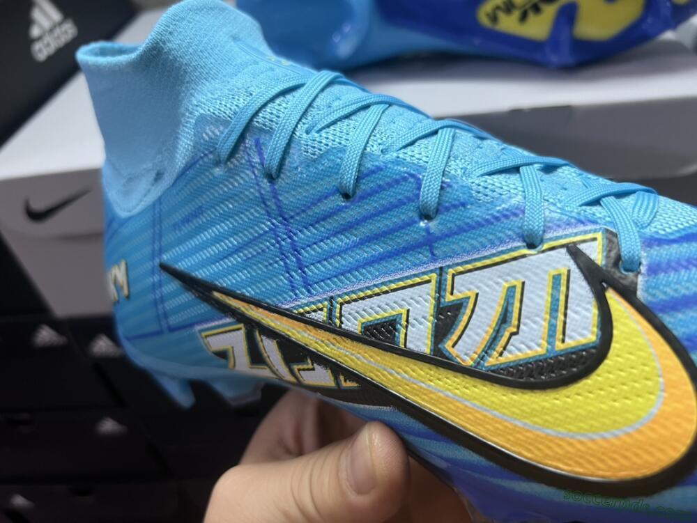 Kylian Mbappe x Nike Air Zoom Mercurial Superfly 9 Elite FG High-Tops Football Boots - Blue/Yellow/Black