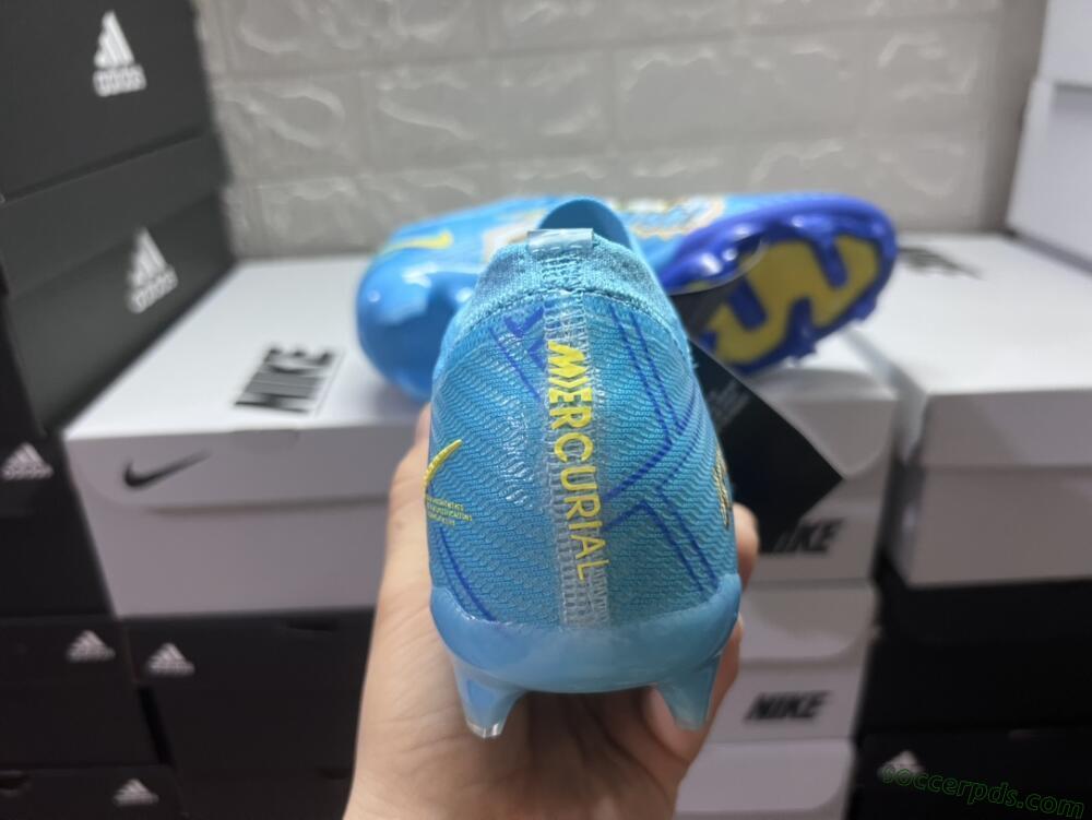 Kylian Mbappe x Nike Air Zoom Mercurial Vapor 15 Elite FG Low-Tops Football Boots - Blue/Yellow/Black