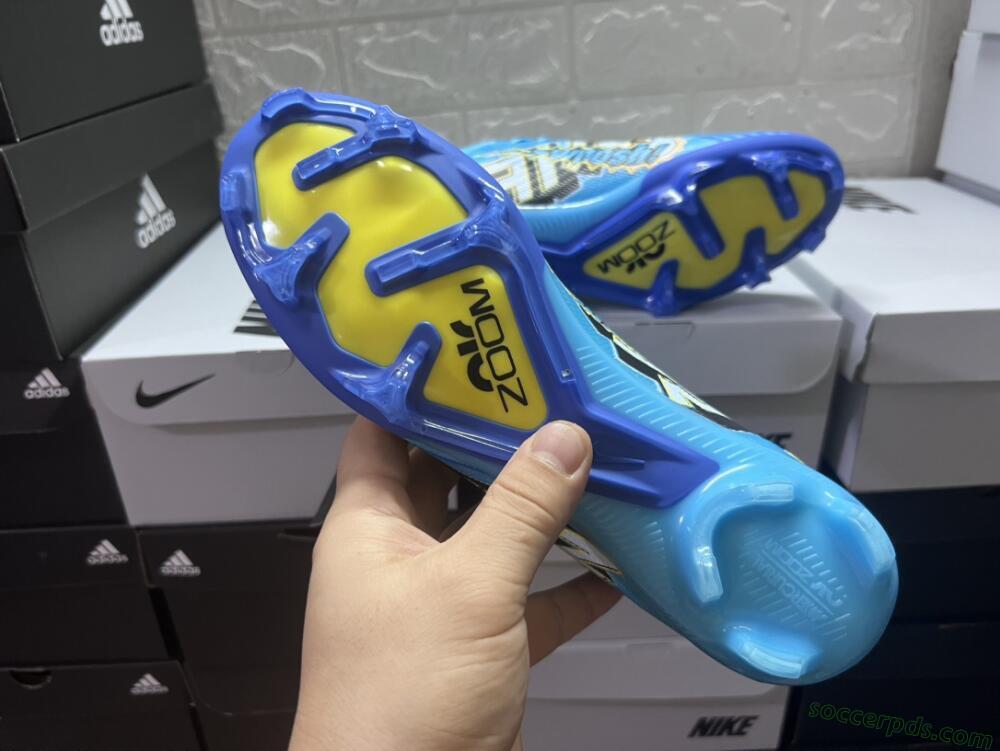 Kylian Mbappe x Nike Air Zoom Mercurial Vapor 15 Elite FG Low-Tops Football Boots - Blue/Yellow/Black