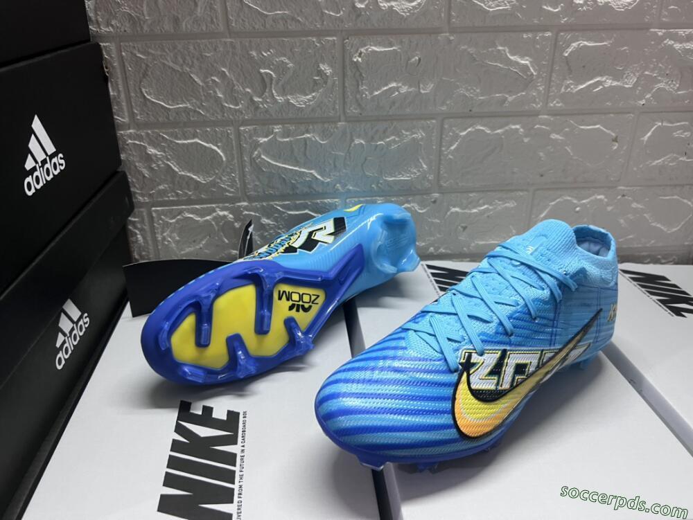 Kylian Mbappe x Nike Air Zoom Mercurial Vapor 15 Elite FG Low-Tops Football Boots - Blue/Yellow/Black
