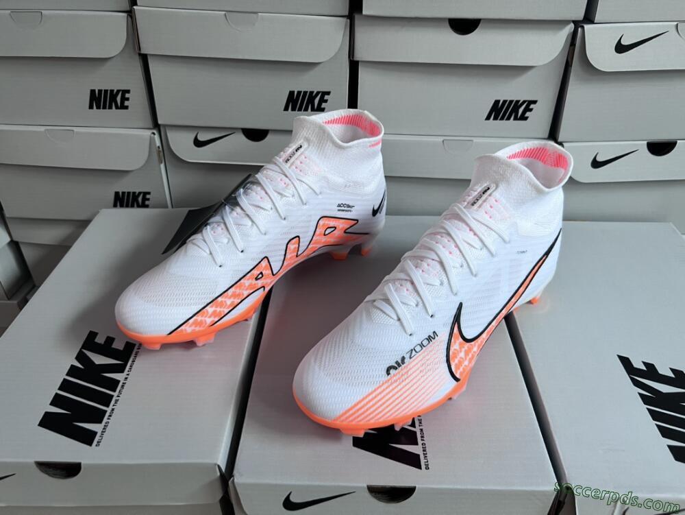 Nike Air Zoom Mercurial Superfly 9 Elite FG High-Tops Football Boots - White/Orange/Black