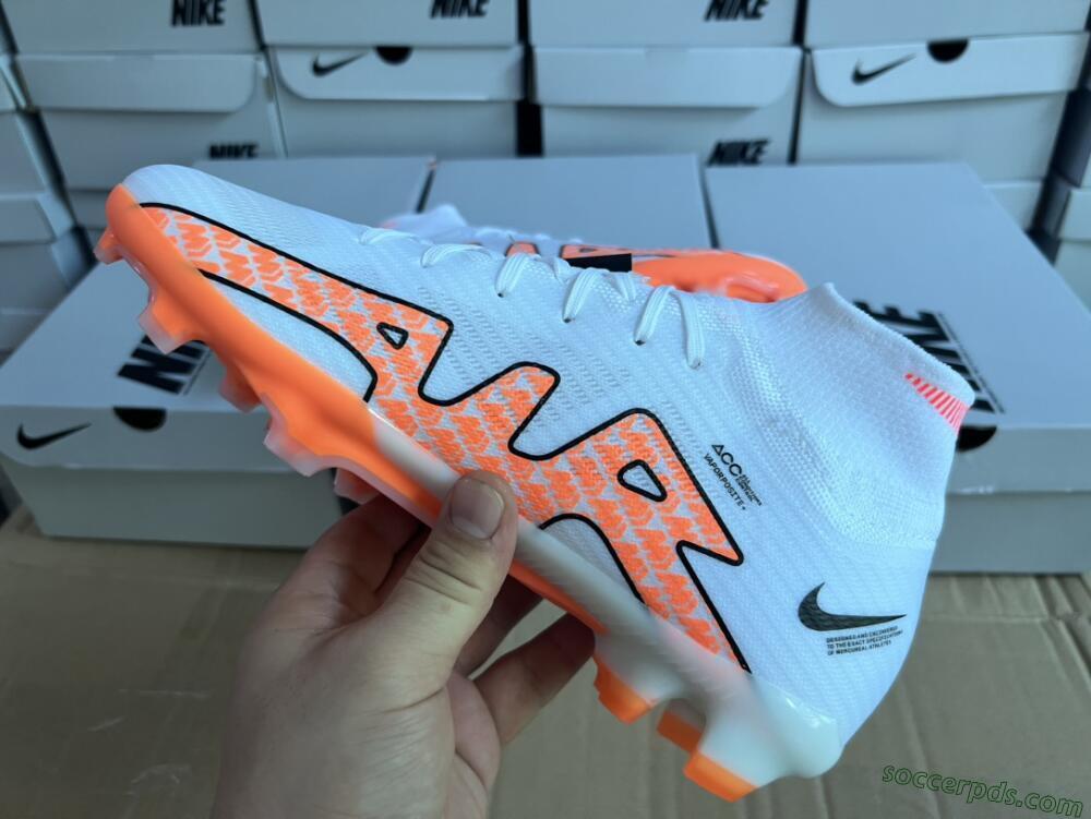 Nike Air Zoom Mercurial Superfly 9 Elite FG High-Tops Football Boots - White/Orange/Black