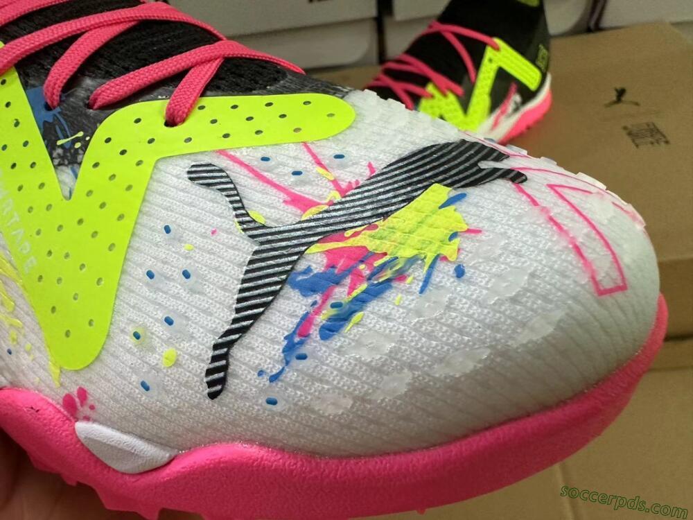 Puma Future X Powercat Tokyo Match TF Low-Tops Football Shoes - White/Black/Pink/Yellow