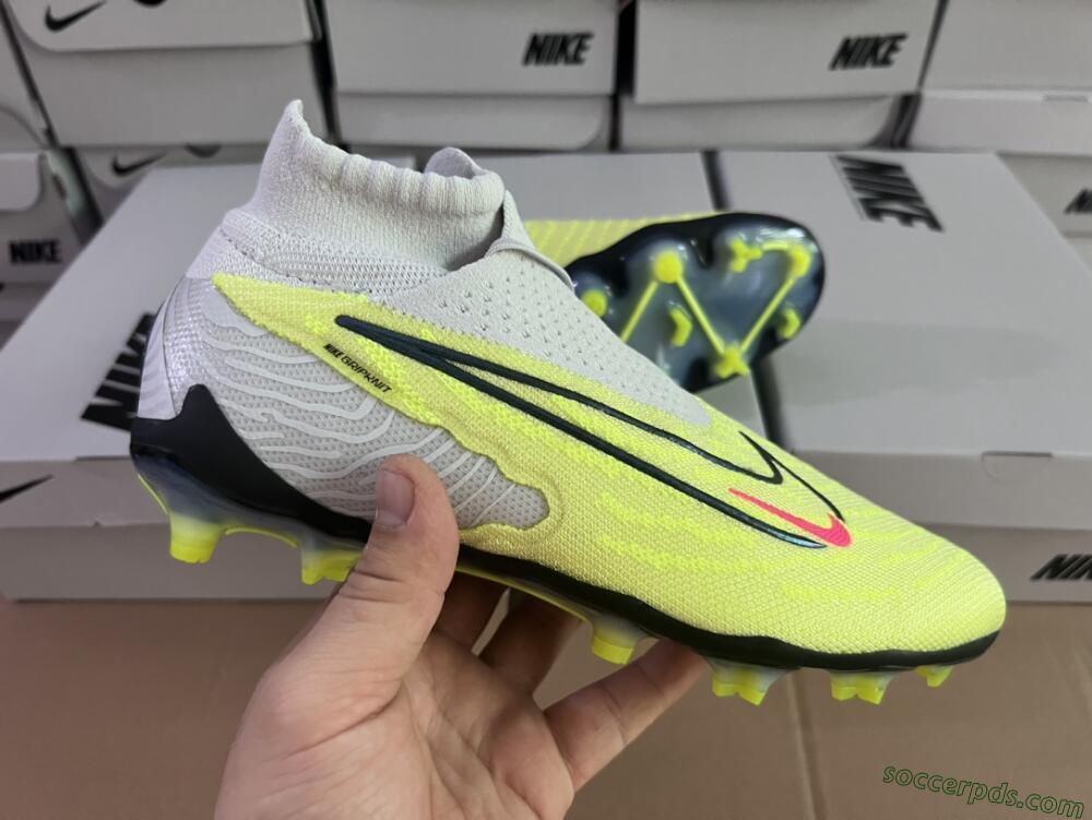Nike Phantom GX Elite FG High-Tops Football Boots - Grey/Green/Pink