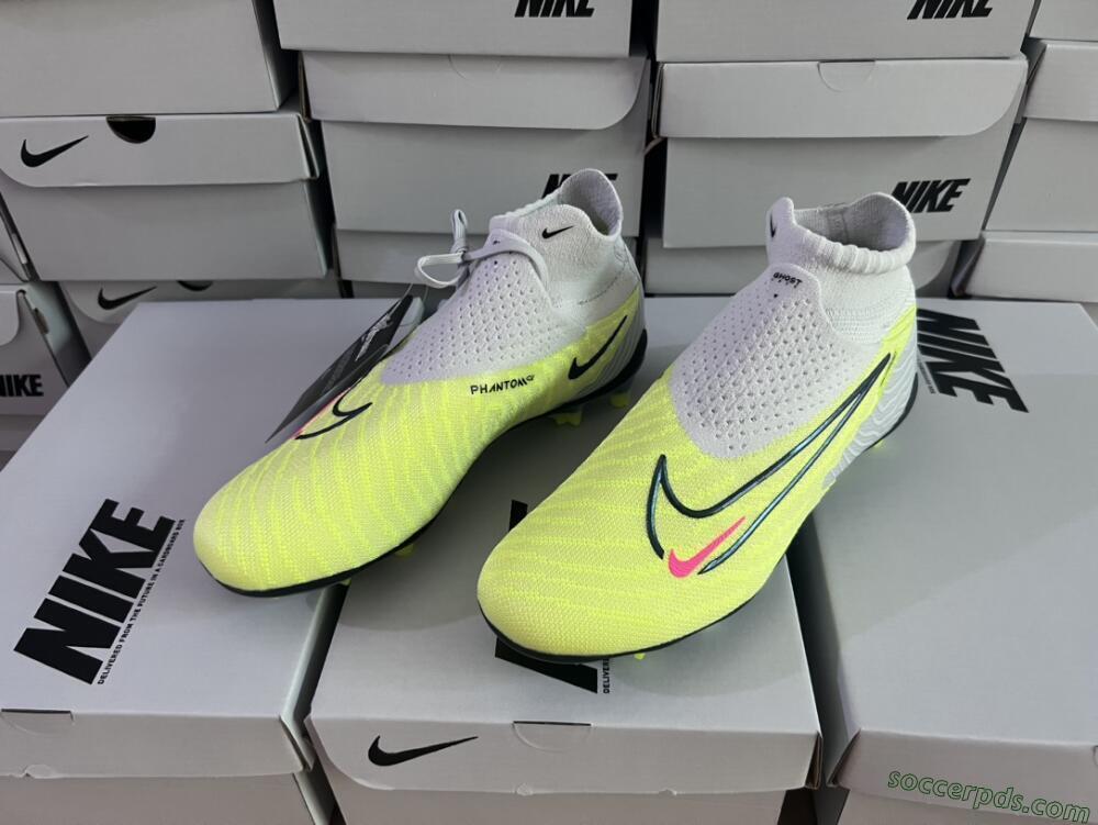 Nike Phantom GX Elite FG High-Tops Football Boots - Grey/Green/Pink