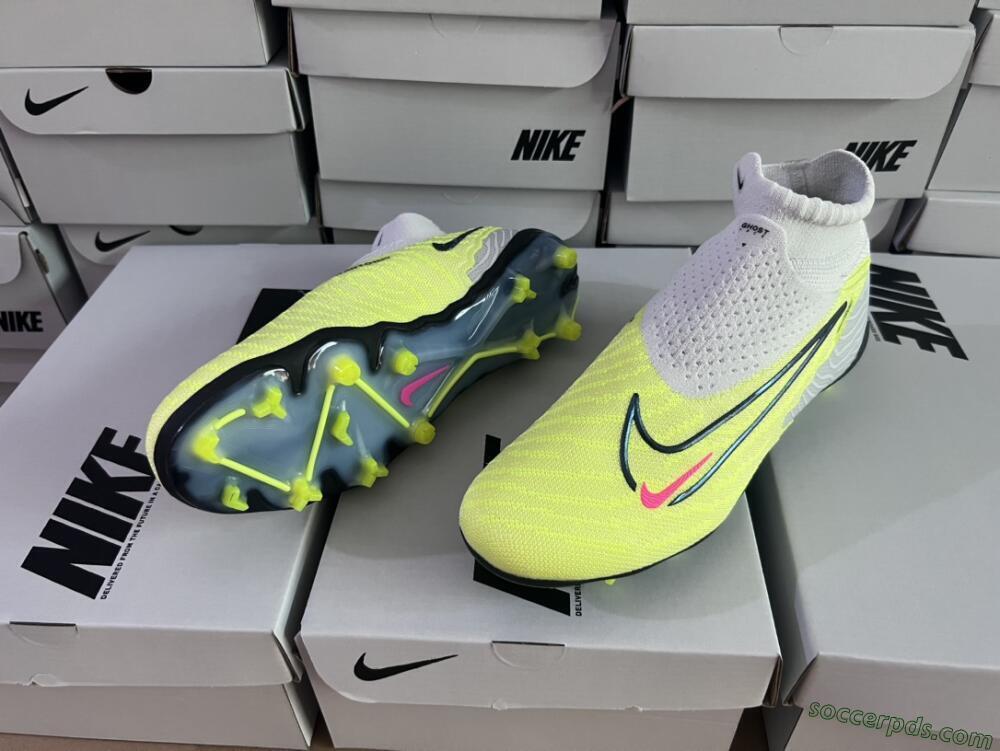 Nike Phantom GX Elite FG High-Tops Football Boots - Grey/Green/Pink