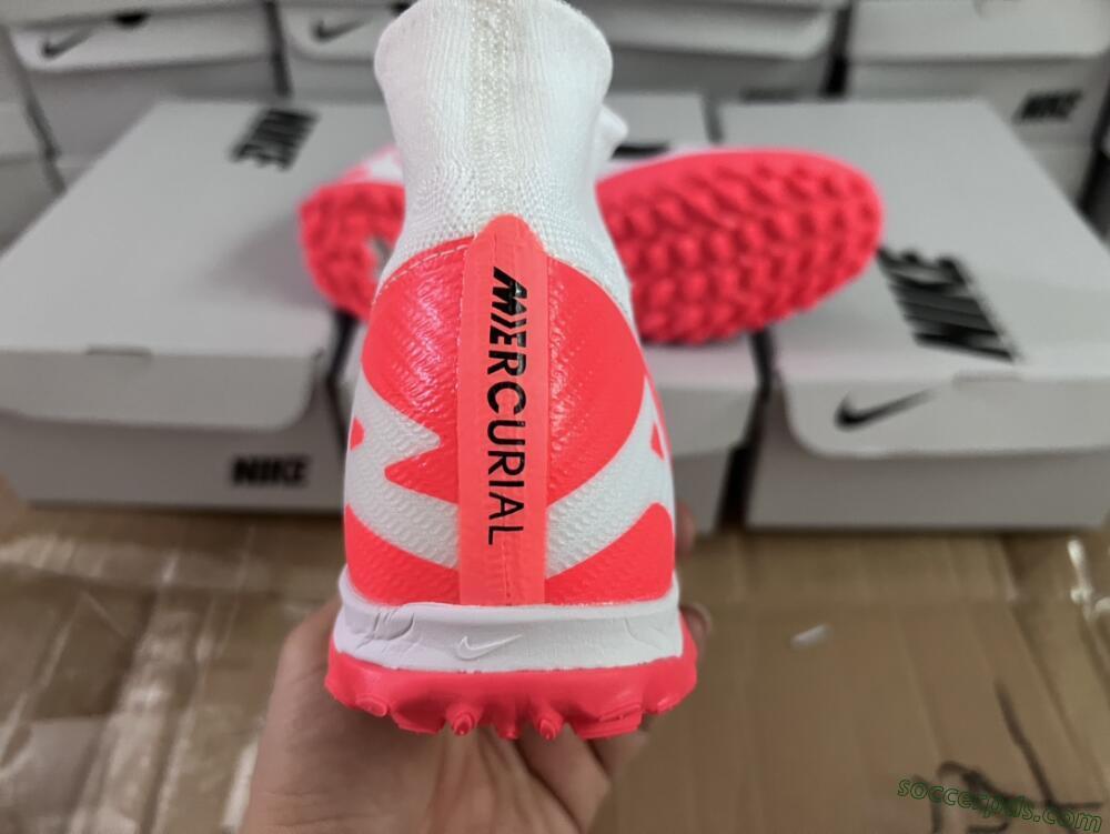 Nike Mercurial Superfly 9 Elite TF High-Tops Football Shoes - White/Black/Red