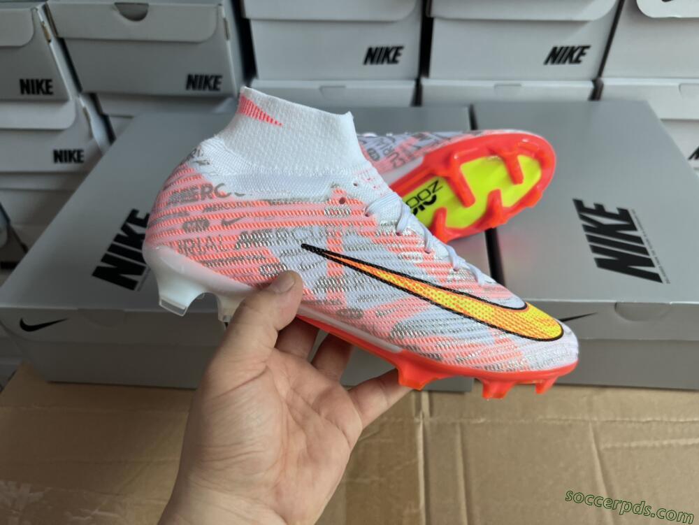 Nike Air Zoom Mercurial Superfly 9 Elite FG High-Tops Football Boots - White/Orange/Sliver