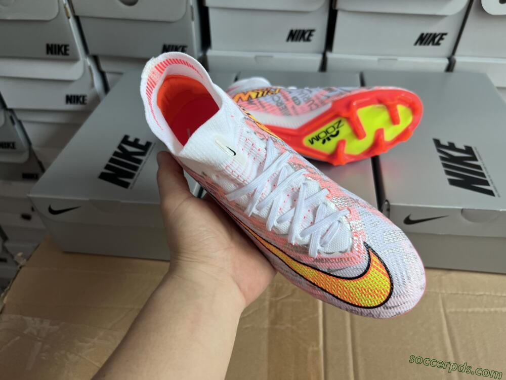 Nike Air Zoom Mercurial Superfly 9 Elite FG High-Tops Football Boots - White/Orange/Sliver