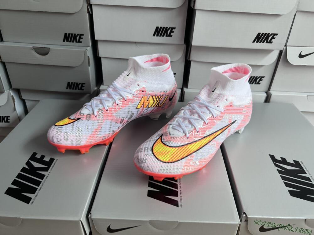Nike Air Zoom Mercurial Superfly 9 Elite FG High-Tops Football Boots - White/Orange/Sliver