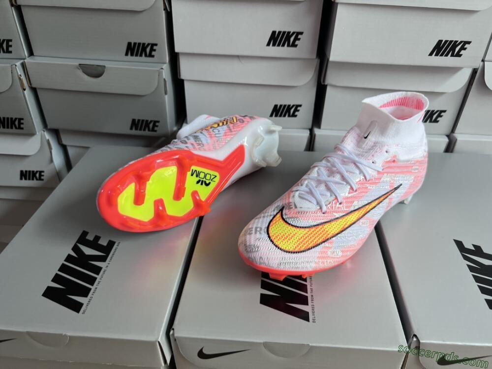 Nike Air Zoom Mercurial Superfly 9 Elite FG High-Tops Football Boots - White/Orange/Sliver