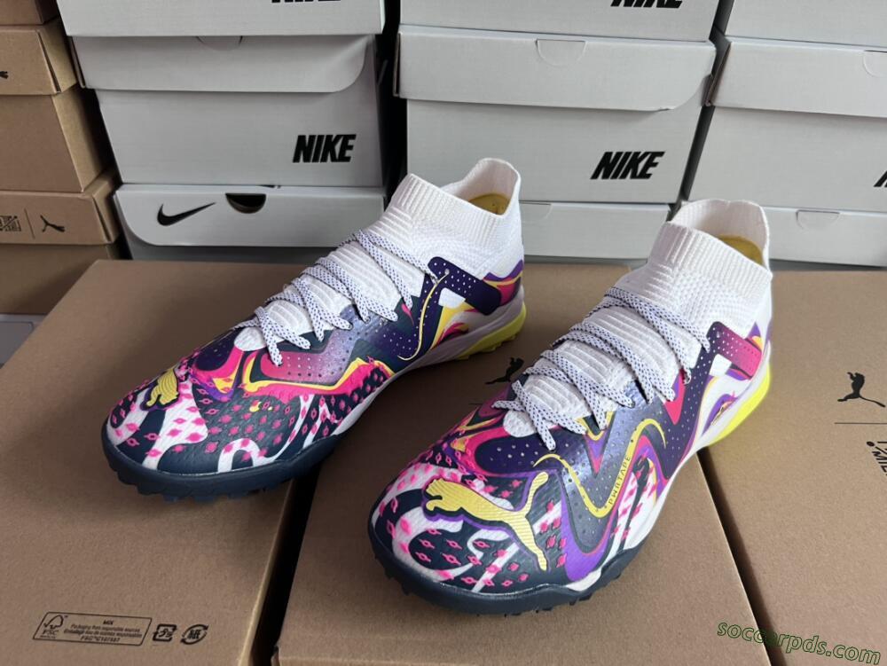 Puma Future X Powercat Tokyo Match TF Low-Tops Football Shoes - Purple/White/Yellow