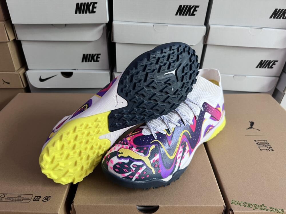Puma Future X Powercat Tokyo Match TF Low-Tops Football Shoes - Purple/White/Yellow
