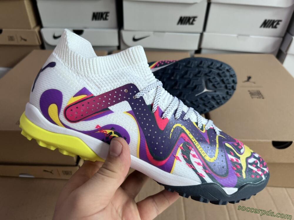 Puma Future X Powercat Tokyo Match TF Low-Tops Football Shoes - Purple/White/Yellow