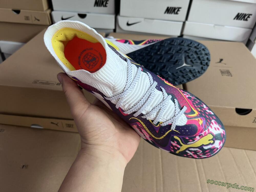 Puma Future X Powercat Tokyo Match TF Low-Tops Football Shoes - Purple/White/Yellow