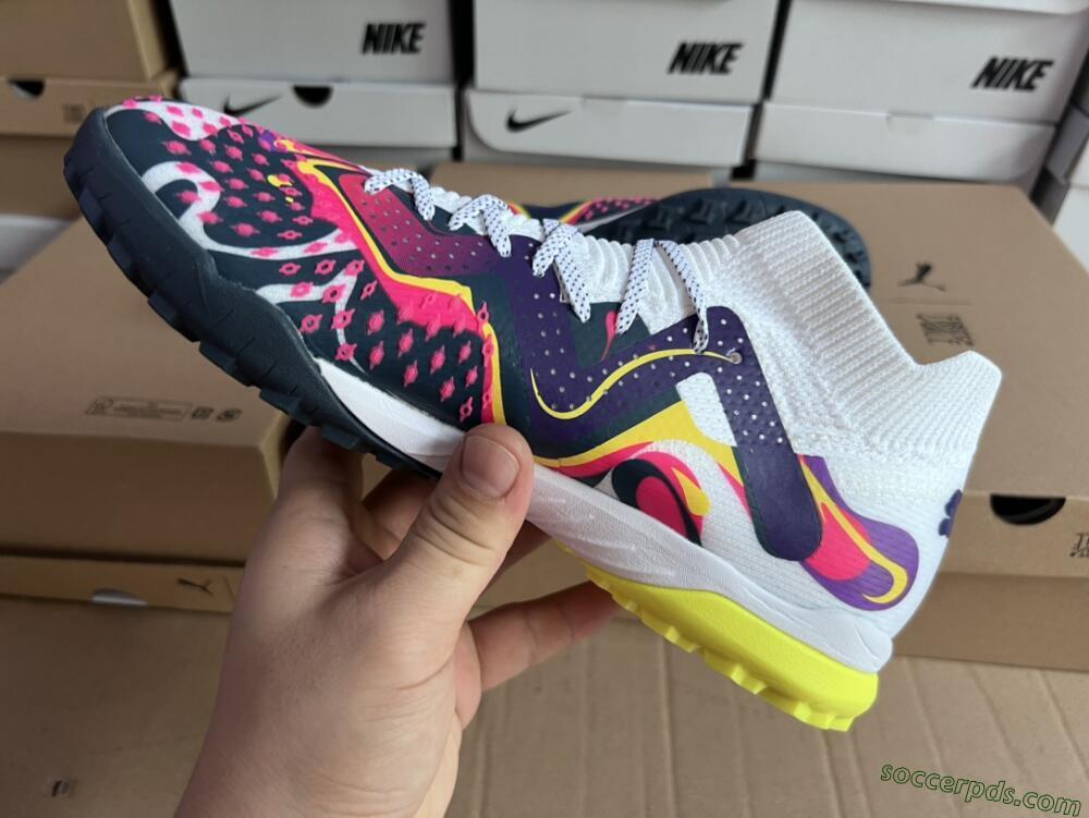 Puma Future X Powercat Tokyo Match TF Low-Tops Football Shoes - Purple/White/Yellow
