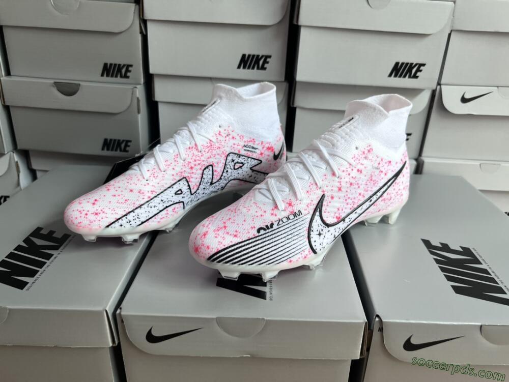 Nike Air Zoom Mercurial Superfly 9 Elite FG High-Tops Football Boots - White/Pink/Black