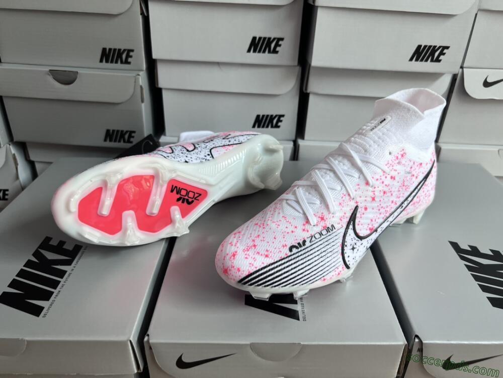Nike Air Zoom Mercurial Superfly 9 Elite FG High-Tops Football Boots - White/Pink/Black