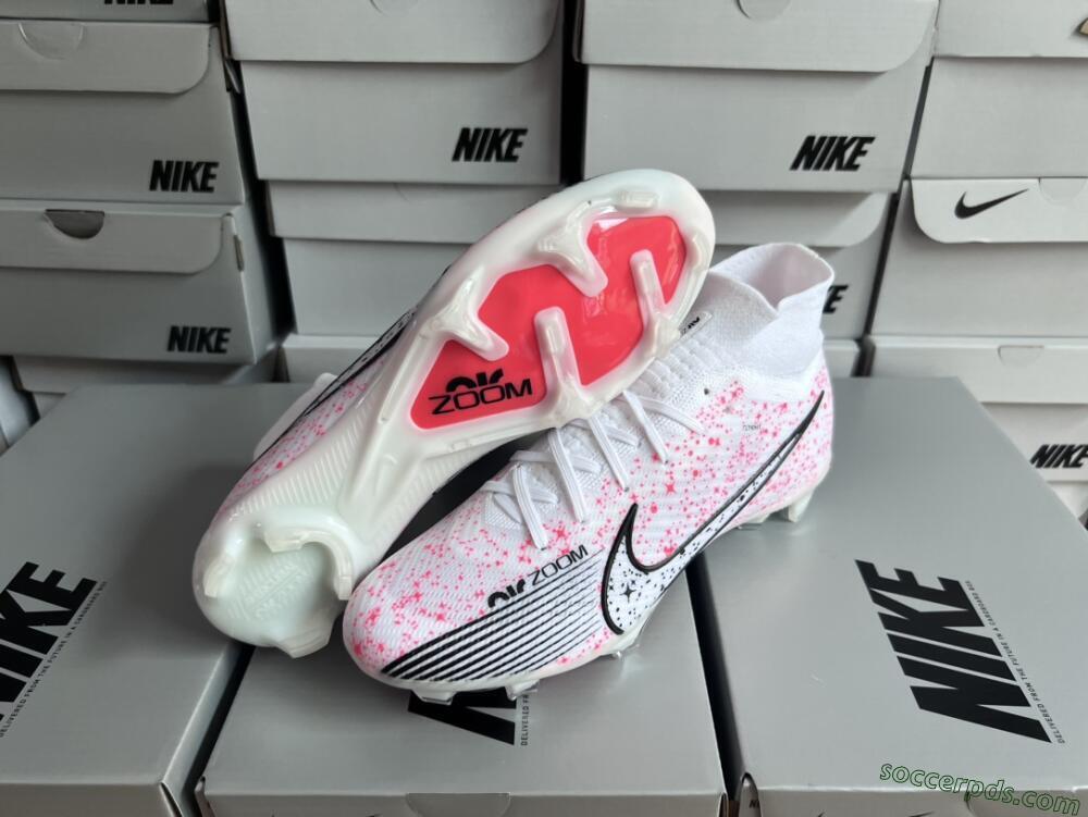 Nike Air Zoom Mercurial Superfly 9 Elite FG High-Tops Football Boots - White/Pink/Black