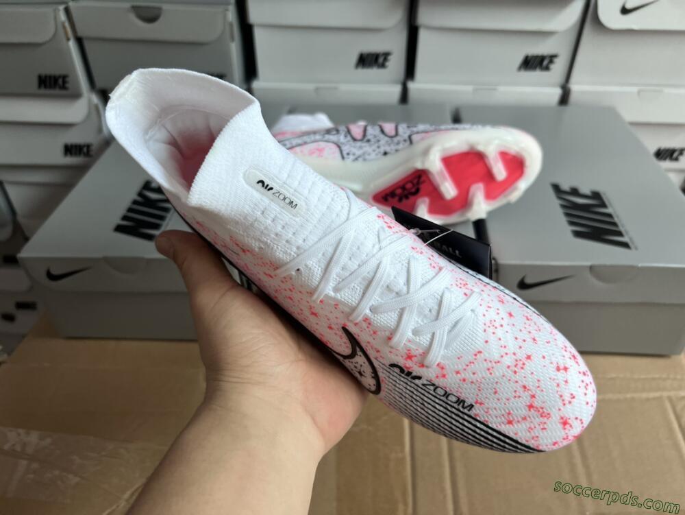 Nike Air Zoom Mercurial Superfly 9 Elite FG High-Tops Football Boots - White/Pink/Black