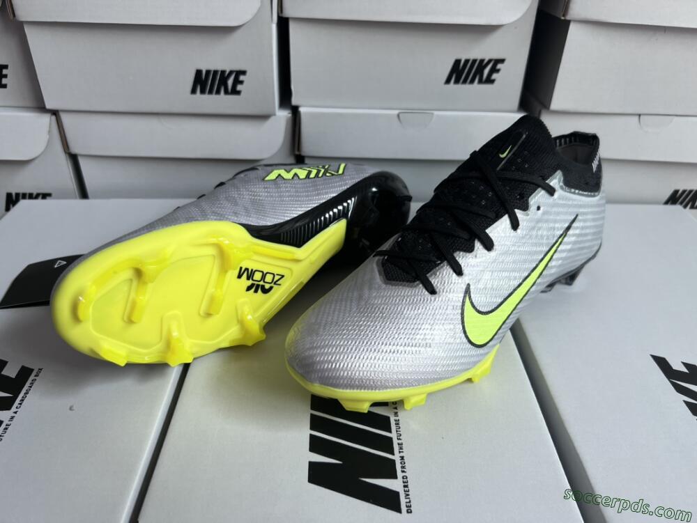 Nike Air Zoom Mercurial Vapor 15 Elite FG Low-Tops Football Boots - Silver/Green