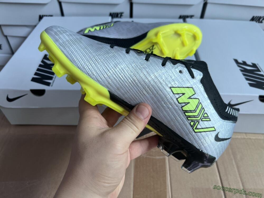 Nike Air Zoom Mercurial Vapor 15 Elite FG Low-Tops Football Boots - Silver/Green